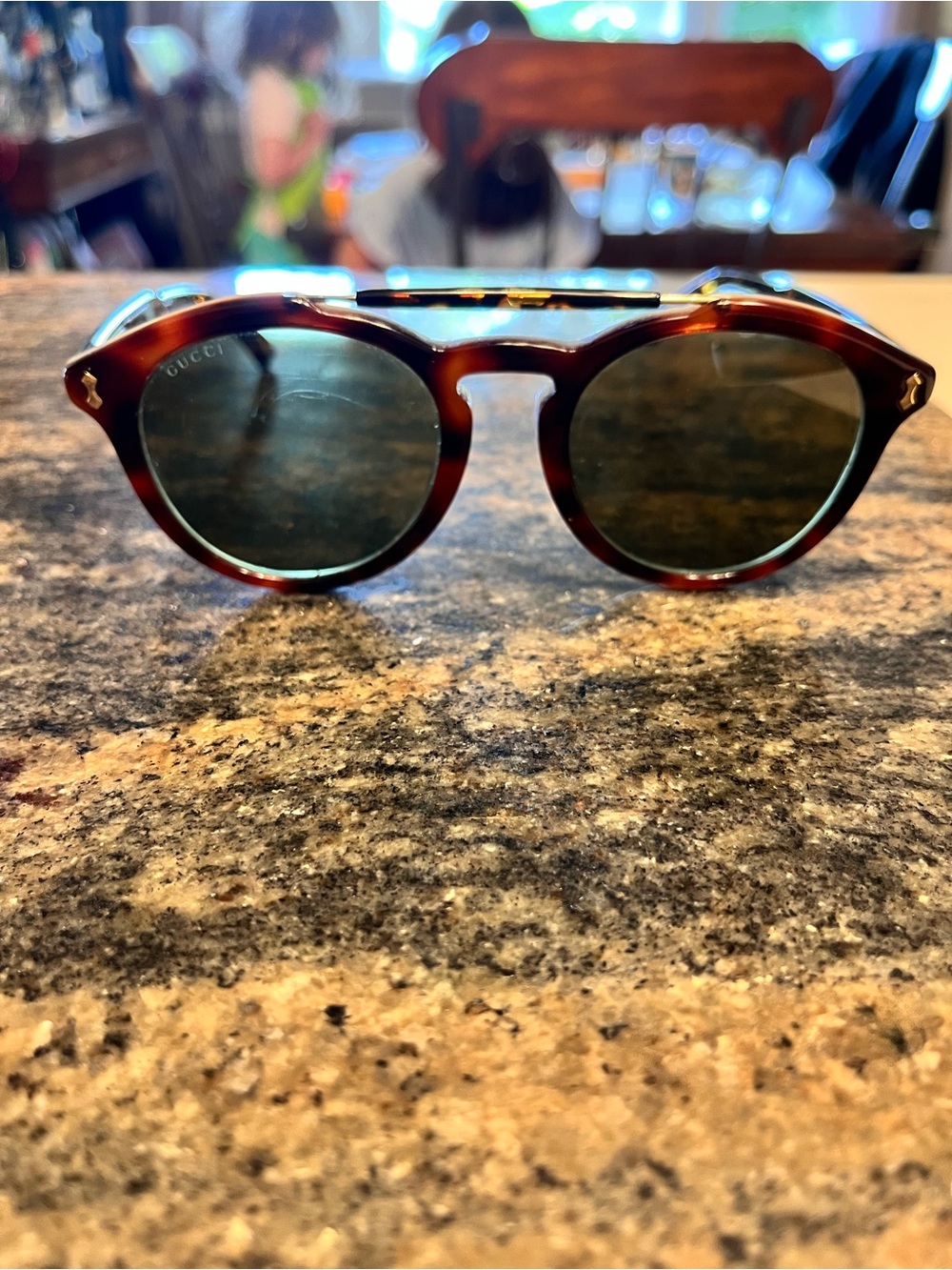 Gucci Unisex Tortoiseshell Round Sunglasses - Brown Lenses